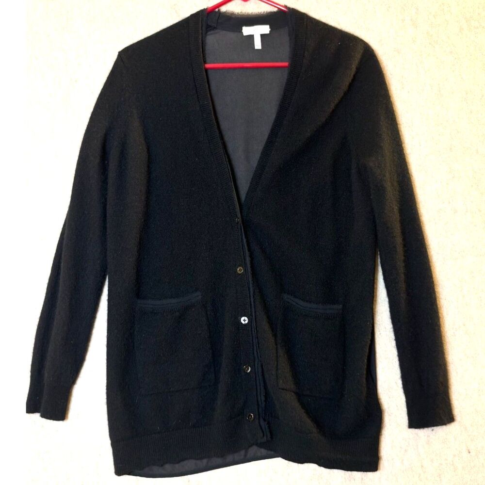 Joie 100% Cashmere & Silk Black Cardigan Sheer Back Women’s Small